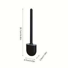 Silicone Toilet Brush Set Wall Mounted Long Handle Flexible Cleaner