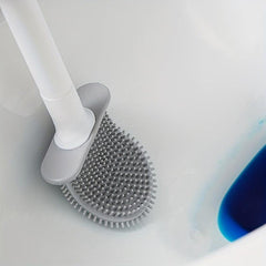 Silicone Toilet Brush Set Wall Mounted Long Handle Flexible Cleaner