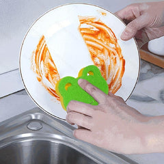5pcs Frog Cleaning Sponge Dual-sided Scouring Pad Household Dishwashing Sponge