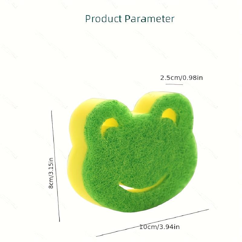 5pcs Frog Cleaning Sponge Dual-sided Scouring Pad Household Dishwashing Sponge