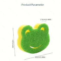 5pcs Frog Cleaning Sponge Dual-sided Scouring Pad Household Dishwashing Sponge
