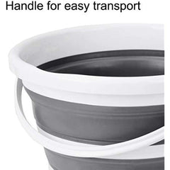 Collapsible Bucket 10L 2.6 Gal Gray Handle Indoor Outdoor