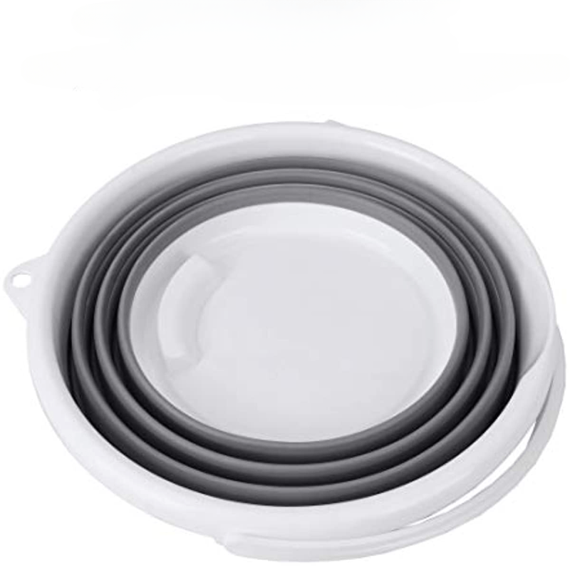 Collapsible Bucket 10L 2.6 Gal Gray Handle Indoor Outdoor