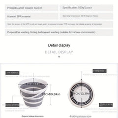 Collapsible Bucket 10L 2.6 Gal Gray Handle Indoor Outdoor