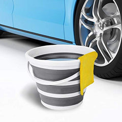 Collapsible Bucket 10L 2.6 Gal Gray Handle Indoor Outdoor