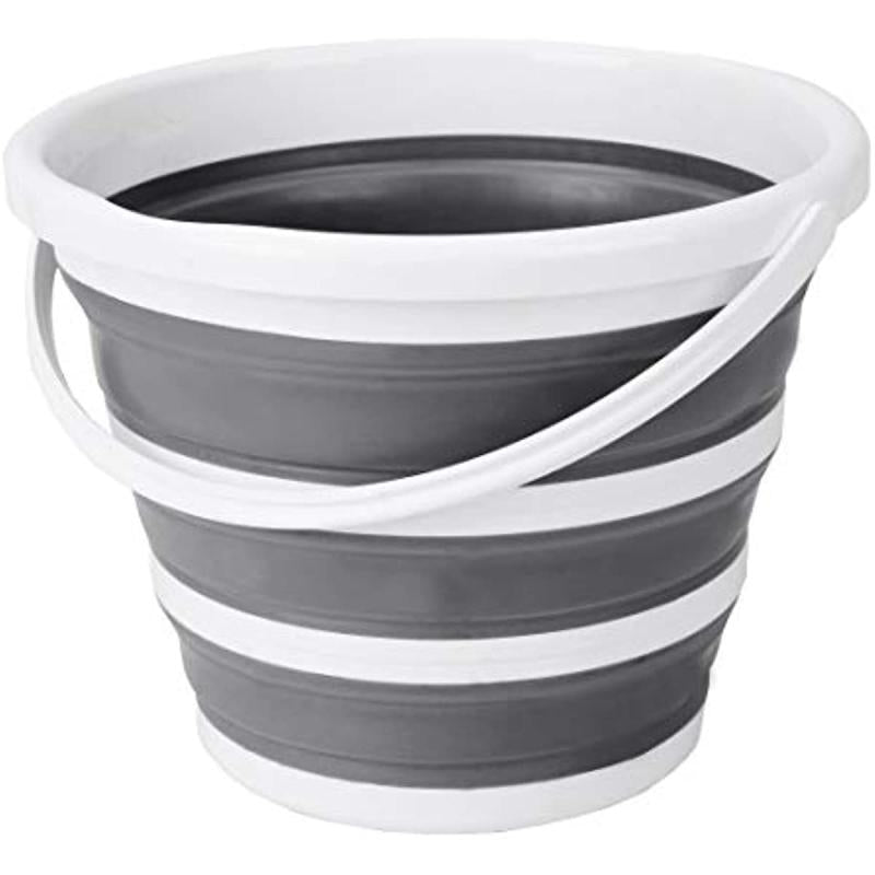 Collapsible Bucket 10L 2.6 Gal Gray Handle Indoor Outdoor