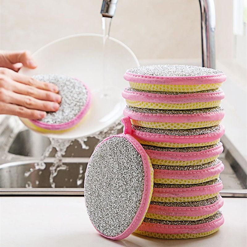 5pcs Double Side Dishwashing Sponge Household Cleaning Tools