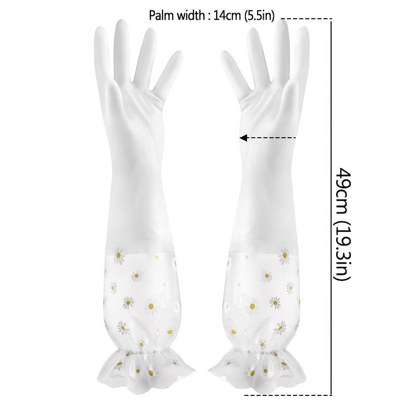 1 Pair Household Gloves Dishwashing Kitchen Laundry Long Waterproof Gloves
