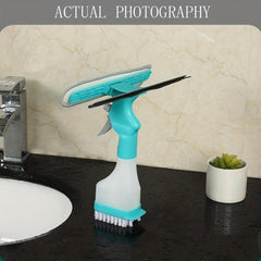 Multifunctional Cleaning Brush with Watering Can Scraper & Wiping Head