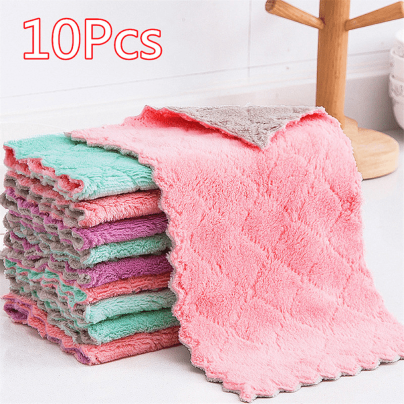 Coral Velvet Dishcloth Absorbent Lazy Dishcloth Table Cleaning