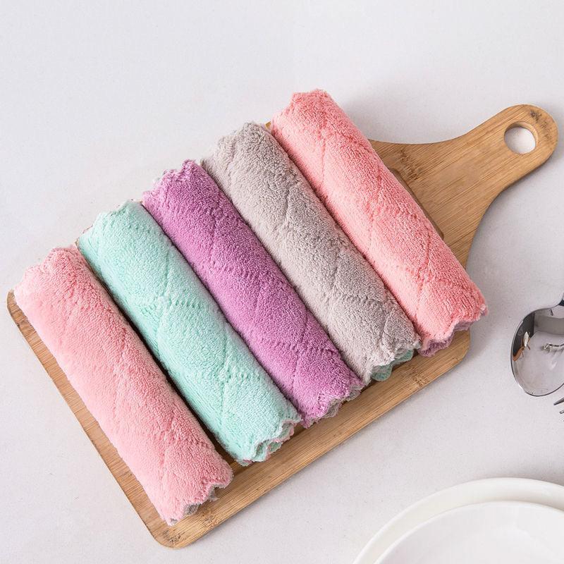 Coral Velvet Dishcloth Absorbent Lazy Dishcloth Table Cleaning
