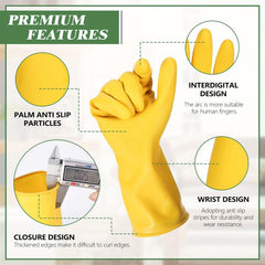 Latex Rubber Waterproof Gloves 3 Pairs for Cleaning Gardening Dishwashing