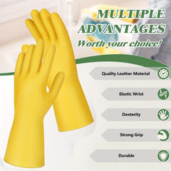 Latex Rubber Waterproof Gloves 3 Pairs for Cleaning Gardening Dishwashing