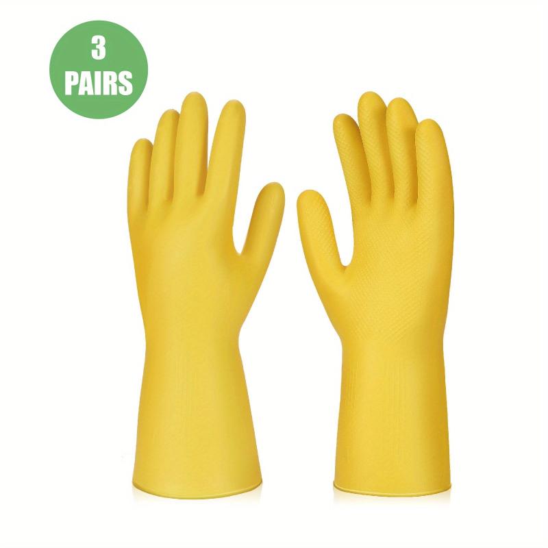 Latex Rubber Waterproof Gloves 3 Pairs for Cleaning Gardening Dishwashing
