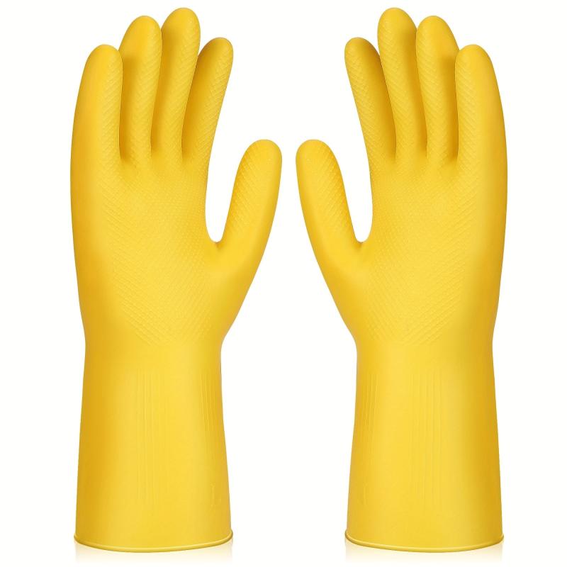 Latex Rubber Waterproof Gloves 3 Pairs for Cleaning Gardening Dishwashing