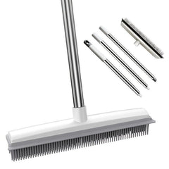 2-in-1 Pet Hair Removal Brush with Squeegee for Carpet Hardwood Tile