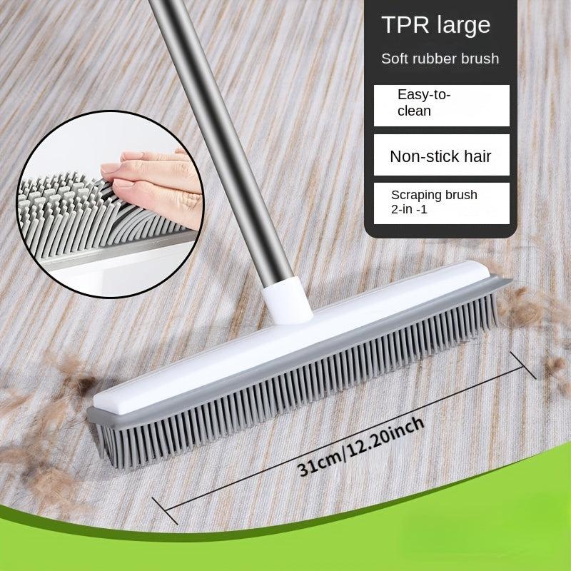 2-in-1 Pet Hair Removal Brush with Squeegee for Carpet Hardwood Tile