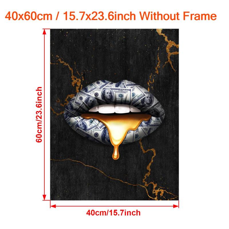 HD Printed Money Lip Canvas Painting for Living Room and Bedroom Decor