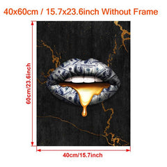 HD Printed Money Lip Canvas Painting for Living Room and Bedroom Decor