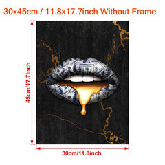 HD Printed Money Lip Canvas Painting for Living Room and Bedroom Decor