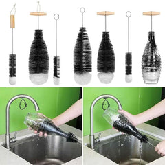 3pcs Bottle Brush With Beechwood Handle Glass Bottle Cleaning Brush Jars