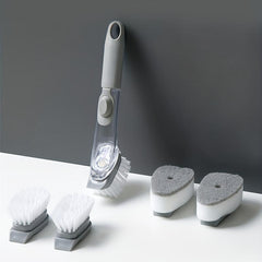 Kitchen Pot Brush with Soap Dispenser Long Handle Cleaning Brush
