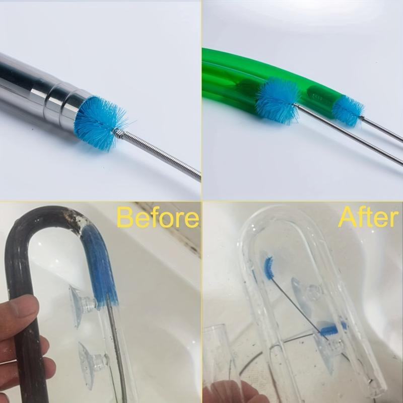 3pcs Set Drain Cleaning Brush Aquarium Filter Brush Stainless Steel Tube
