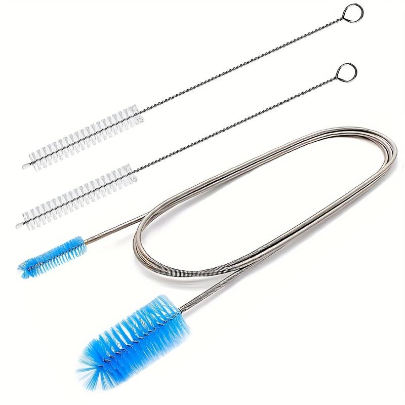 3pcs Set Drain Cleaning Brush Aquarium Filter Brush Stainless Steel Tube