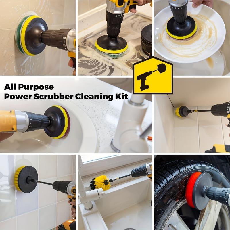 30pcs Drill Brush Set Scrub Pads & Sponge Power Scrubber Brush Extend Attachment