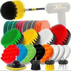 30pcs Drill Brush Set Scrub Pads & Sponge Power Scrubber Brush Extend Attachment
