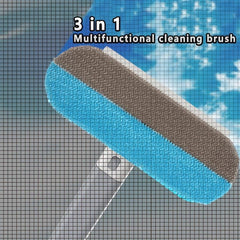 2pcs 3 In 1 Glass Tile Cleaning Brush With Handle Multifunctional Car Window Cle