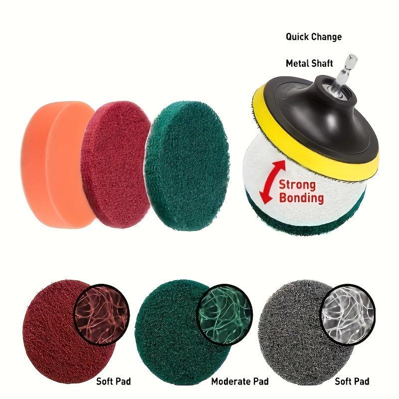 22Pc Drill Brush Attachments Set Scrub Pads, Sponge Buffing Pads