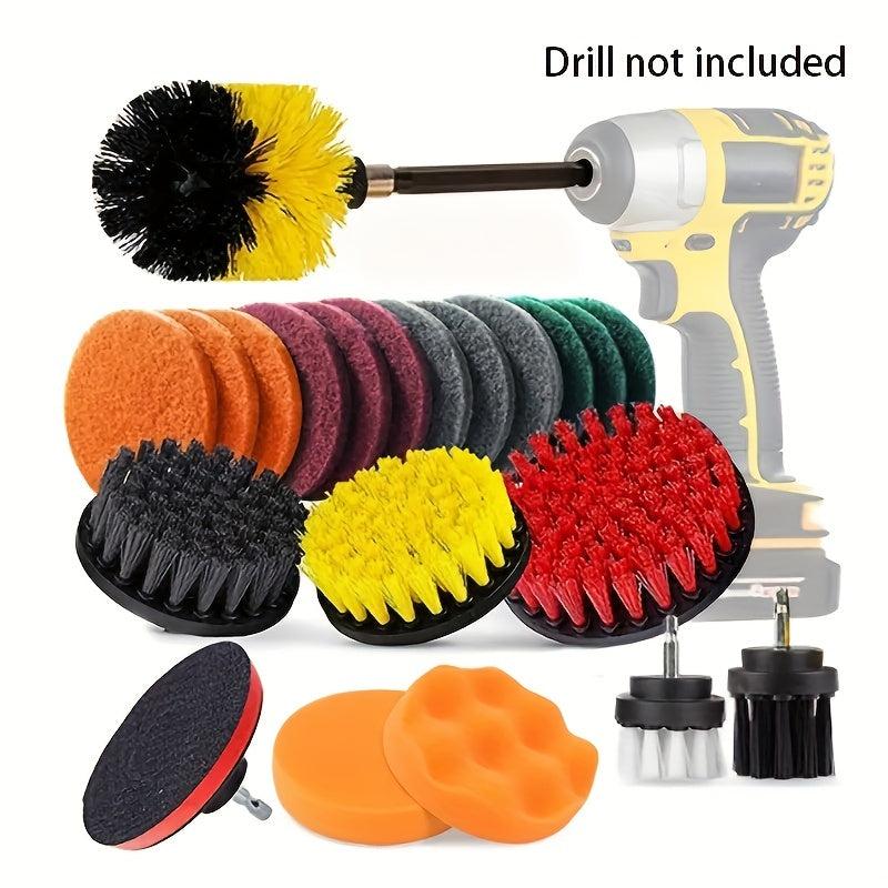 22Pc Drill Brush Attachments Set Scrub Pads, Sponge Buffing Pads