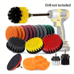 22Pc Drill Brush Attachments Set Scrub Pads, Sponge Buffing Pads