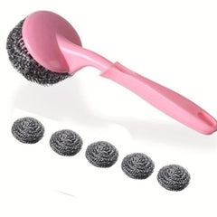 12pcs Stainless Steel Scourer Scrub Pad With Handle