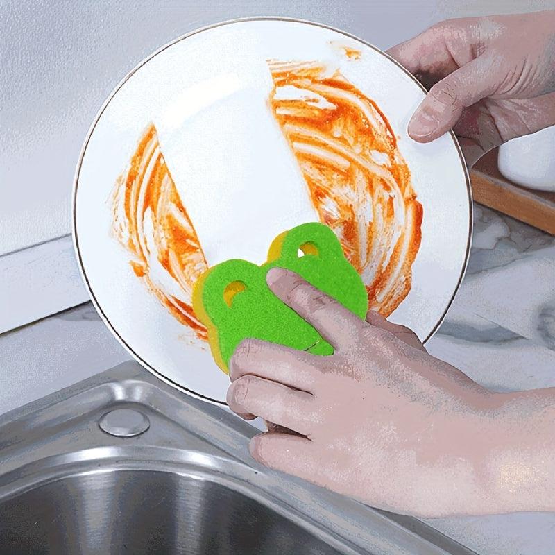 5pcs Frog Shape Cleaning Sponge Double Sided Scouring Pad