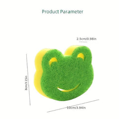 5pcs Frog Shape Cleaning Sponge Double Sided Scouring Pad