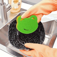 5pcs Frog Shape Cleaning Sponge Double Sided Scouring Pad