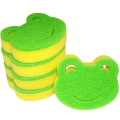 5pcs Frog Shape Cleaning Sponge Double Sided Scouring Pad