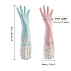 Cartoon Dishwashing Gloves Household Kitchen Long Sleeve Cleaning Glove