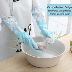 Cartoon Dishwashing Gloves Household Kitchen Long Sleeve Cleaning Glove