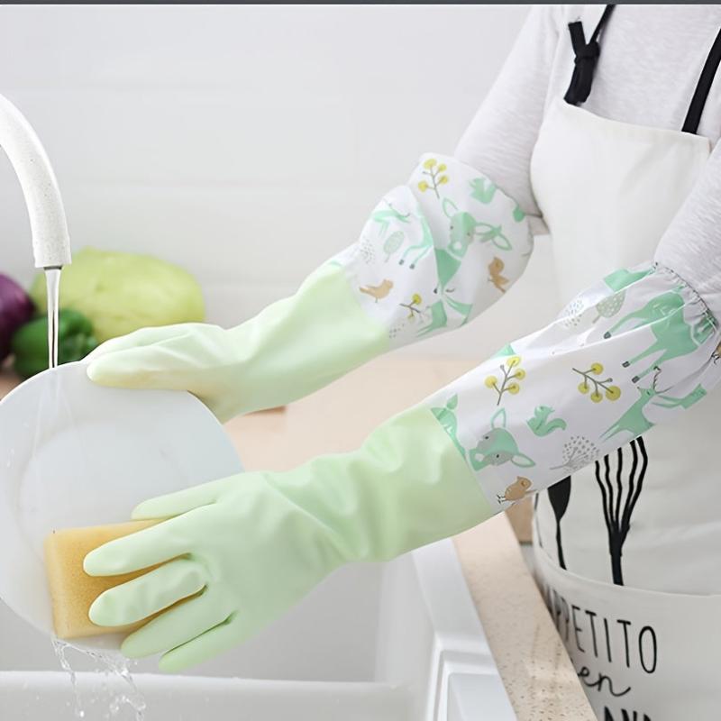 Cartoon Dishwashing Gloves Household Kitchen Long Sleeve Cleaning Glove