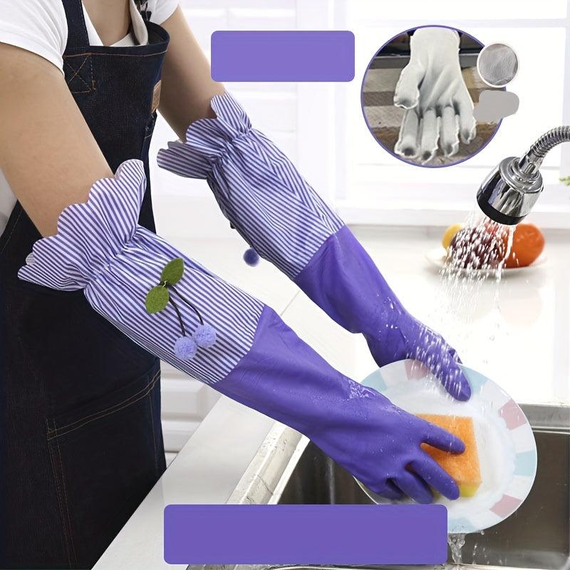 Winter Long Thermal Gloves Plus Velvet Cleaning Gloves Waterproof