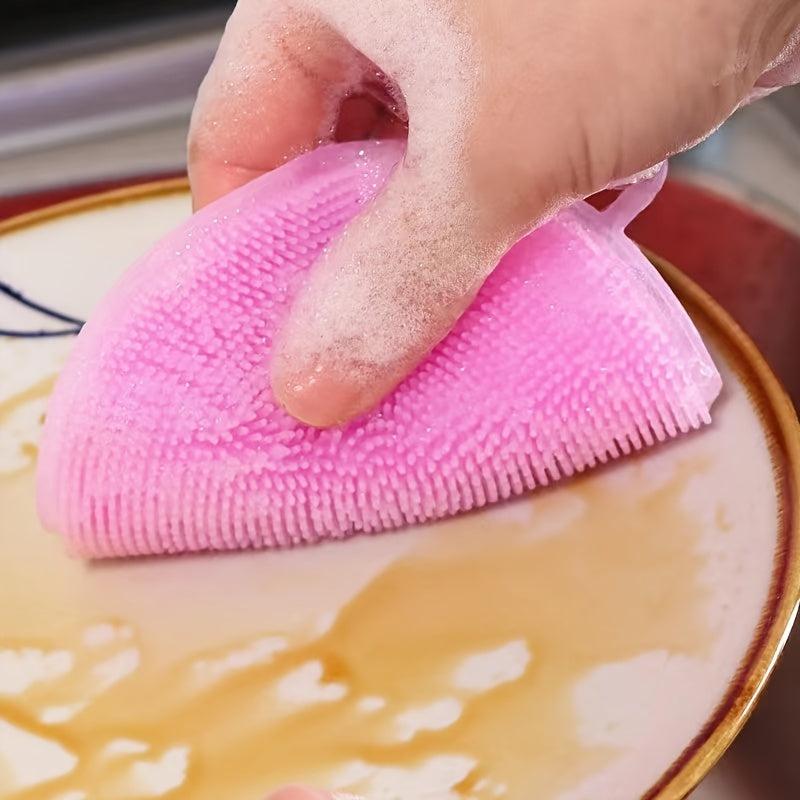 Silicone Dish Scrubber Kitchen Sponges Double Sided Cleaning Gadget