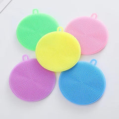 Silicone Dish Scrubber Kitchen Sponges Double Sided Cleaning Gadget