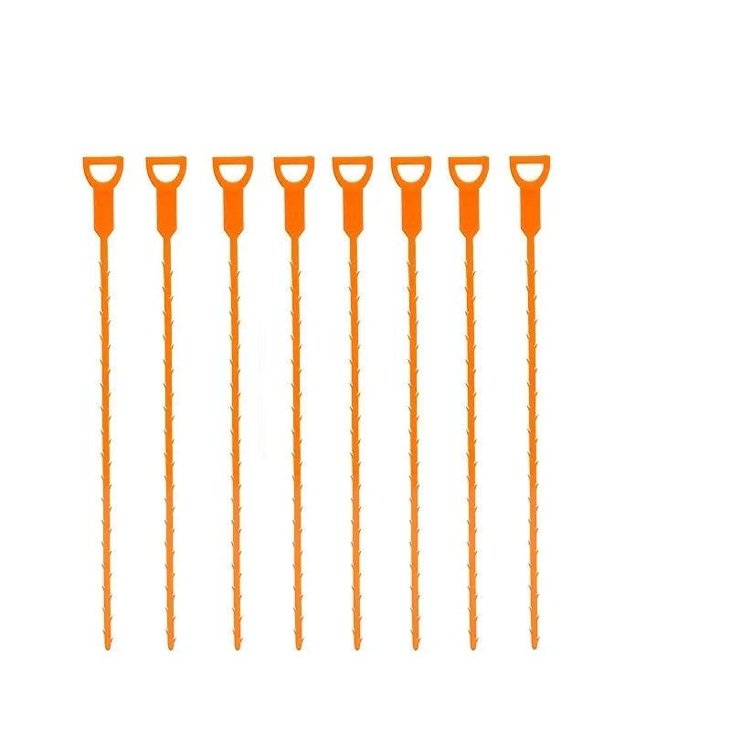 8pcs Drain Clog Remover Tool Plastic Hook Pipe Dredger Household