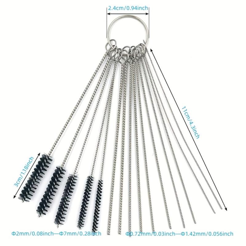Carburetor Cleaning Brush Set 10 12 15 Needle Torch Tip Cleaner Carbon Kit