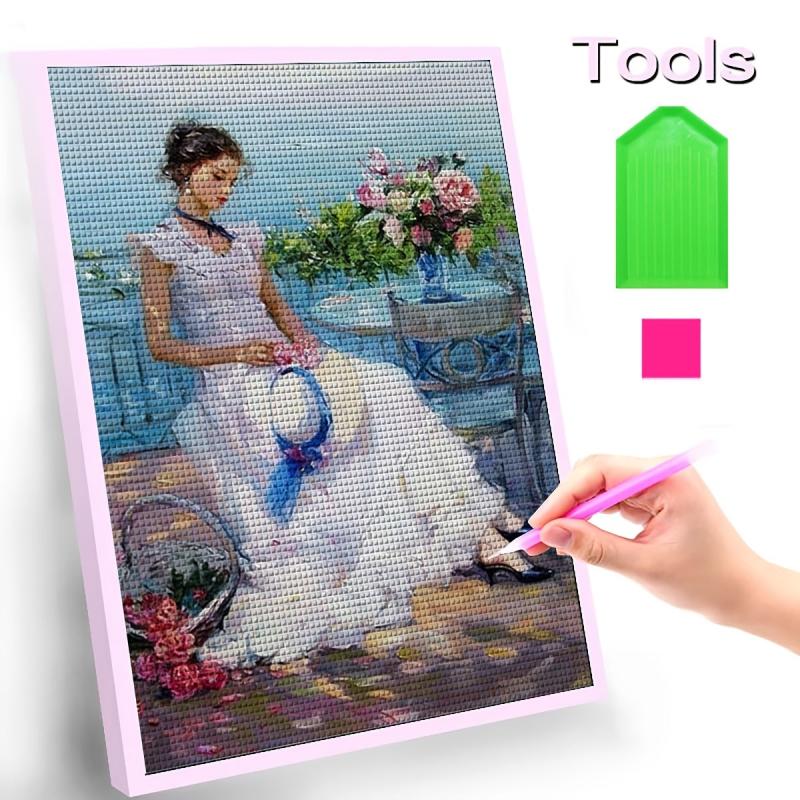 DIY Diamonds Painting Seaside Wedding Dress for Women