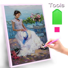 DIY Diamonds Painting Seaside Wedding Dress for Women