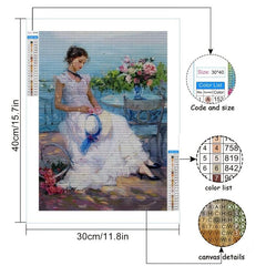 DIY Diamonds Painting Seaside Wedding Dress for Women